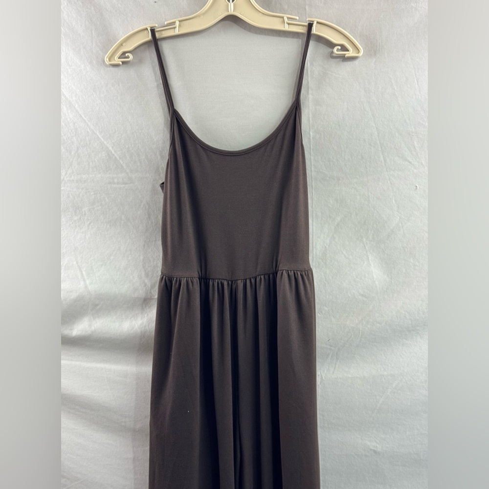 Boho Spaghetti Strap Wide Leg Jumpsuit With Pockets Brown - Picture 8 of 9